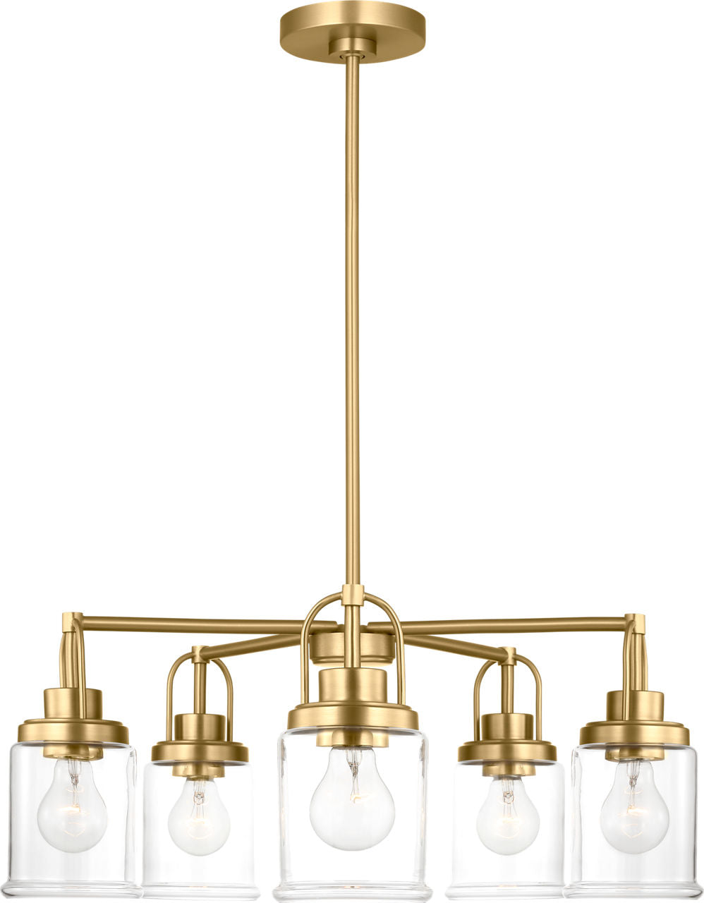 Anders Five Light Chandelier | Satin Brass Bulb(s) Not Included