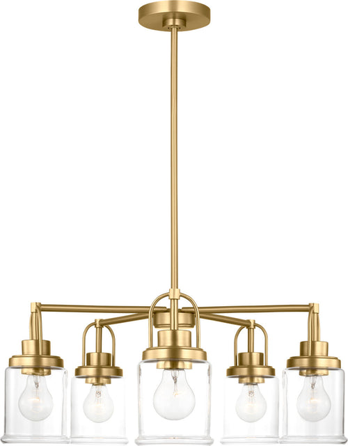 Anders Five Light Chandelier | Satin Brass Bulb(s) Not Included