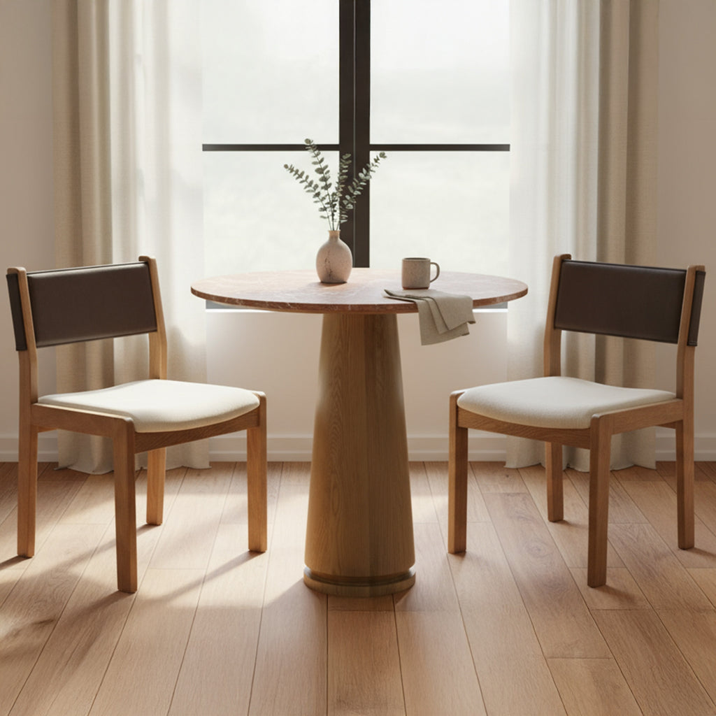 Carol Dining Chair Deep Brown Leather Set of Two