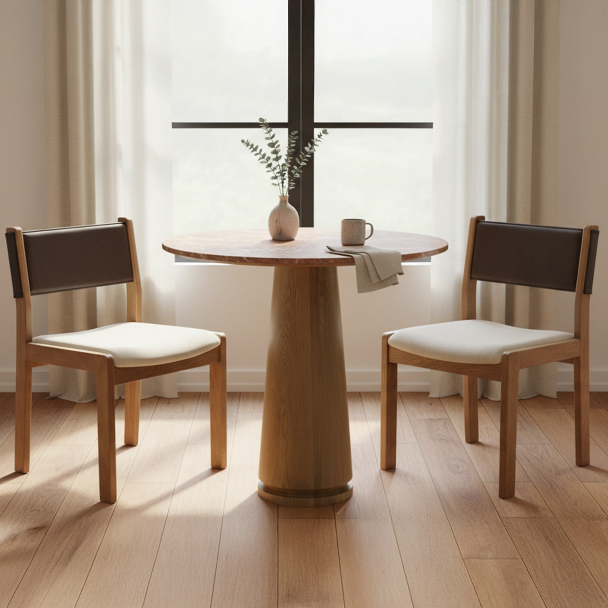 Carol Dining Chair Deep Brown Leather Set of Two