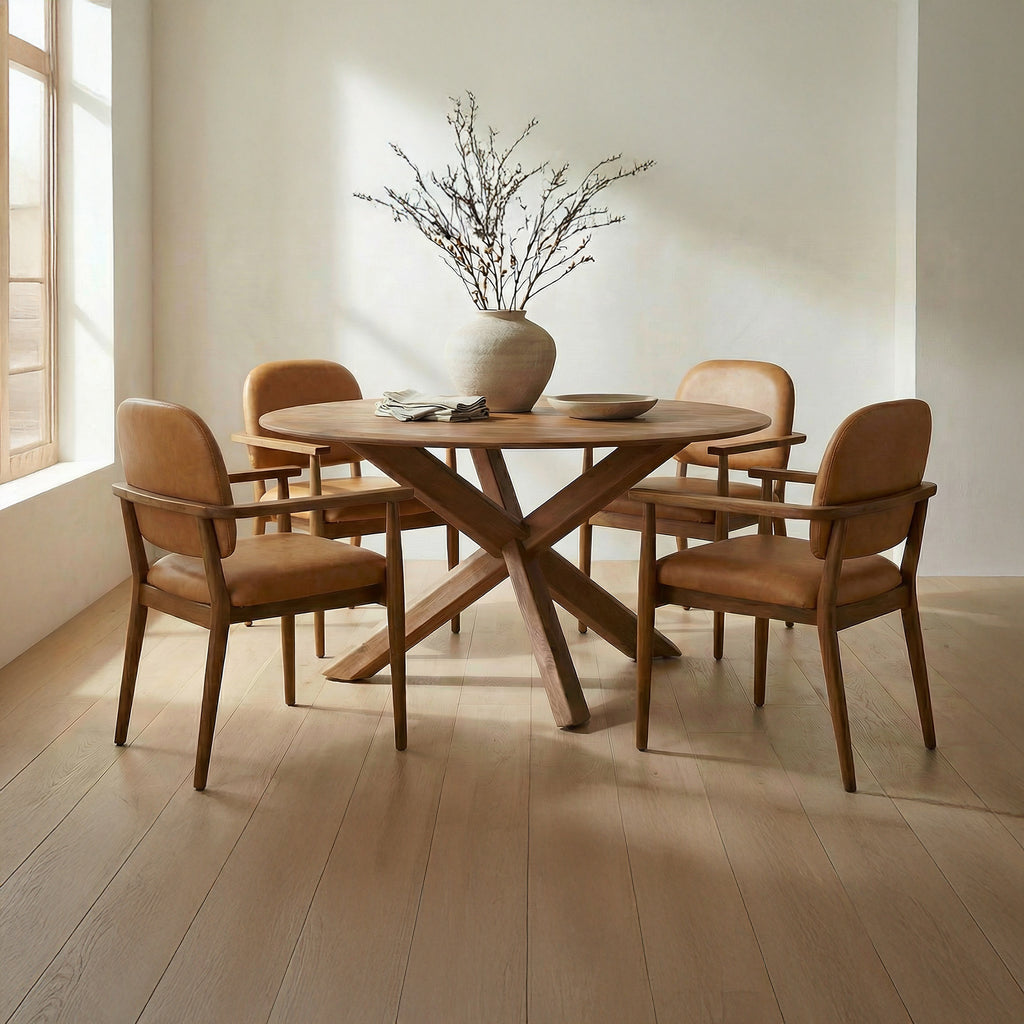 Norrie Dining Chair Brown Leather
