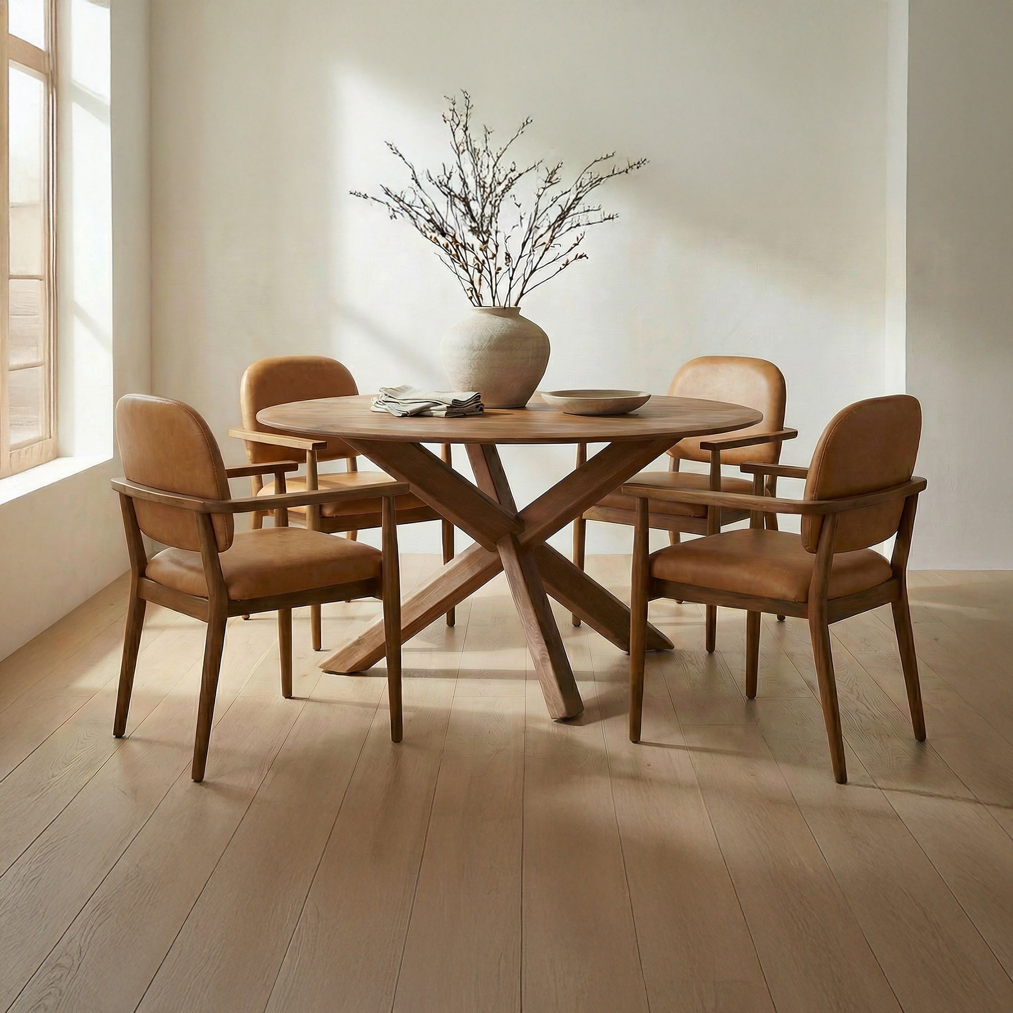 Norrie Dining Chair Brown Leather