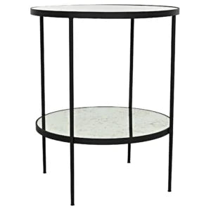 Anna Side Table | Black Iron with Antiqued Mirror