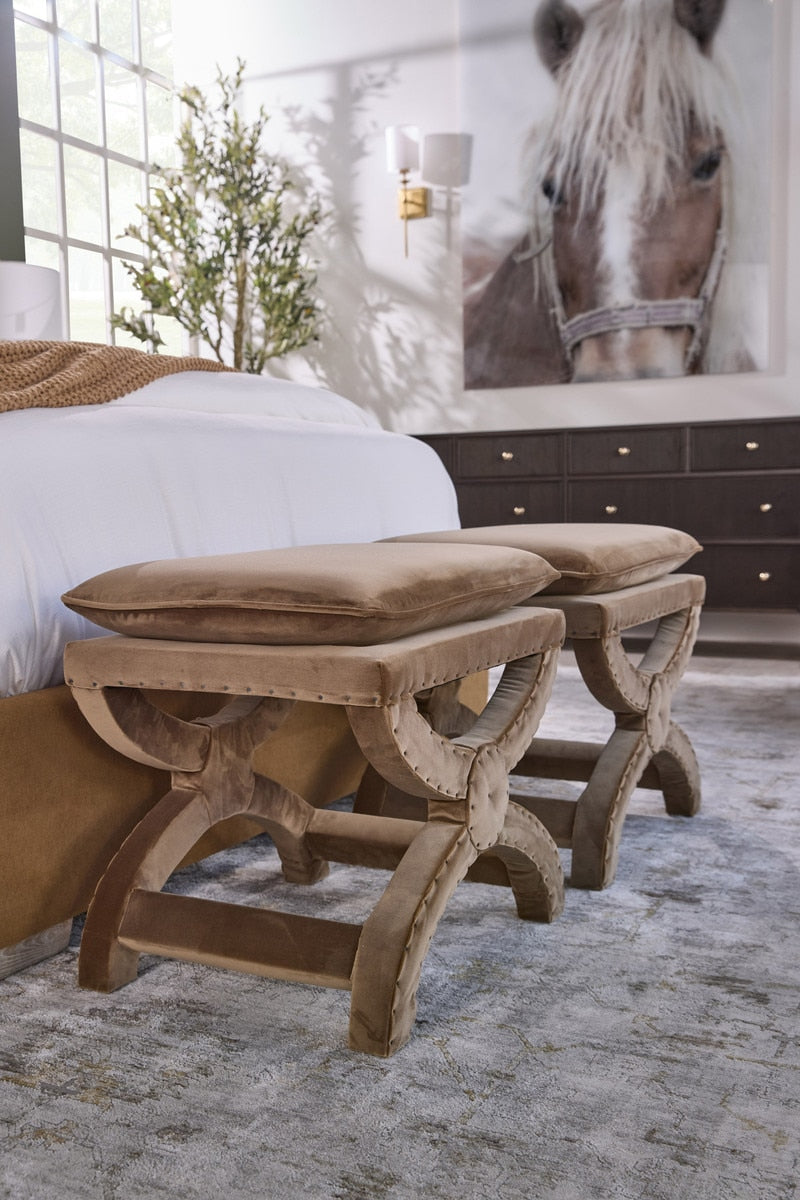 Gaston Ottoman | Caramel Velvet