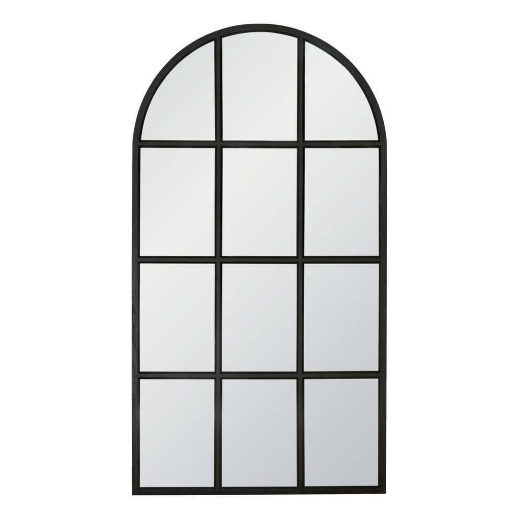 Grid Arched Mirror | Matte Black Oak