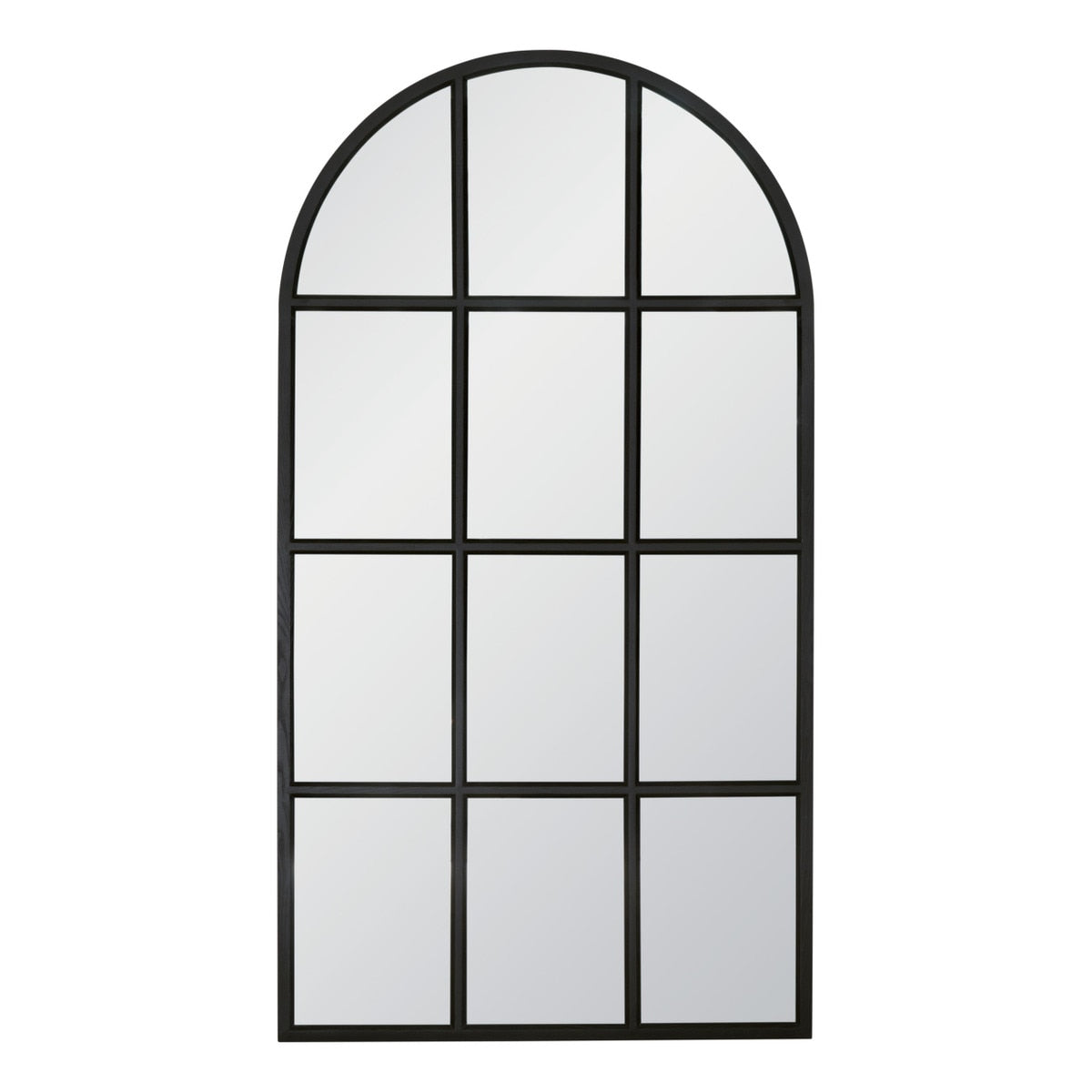 Grid Arched Mirror | Matte Black Oak