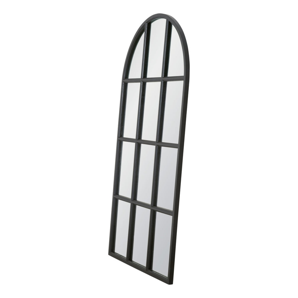 Grid Arched Mirror | Matte Black Oak