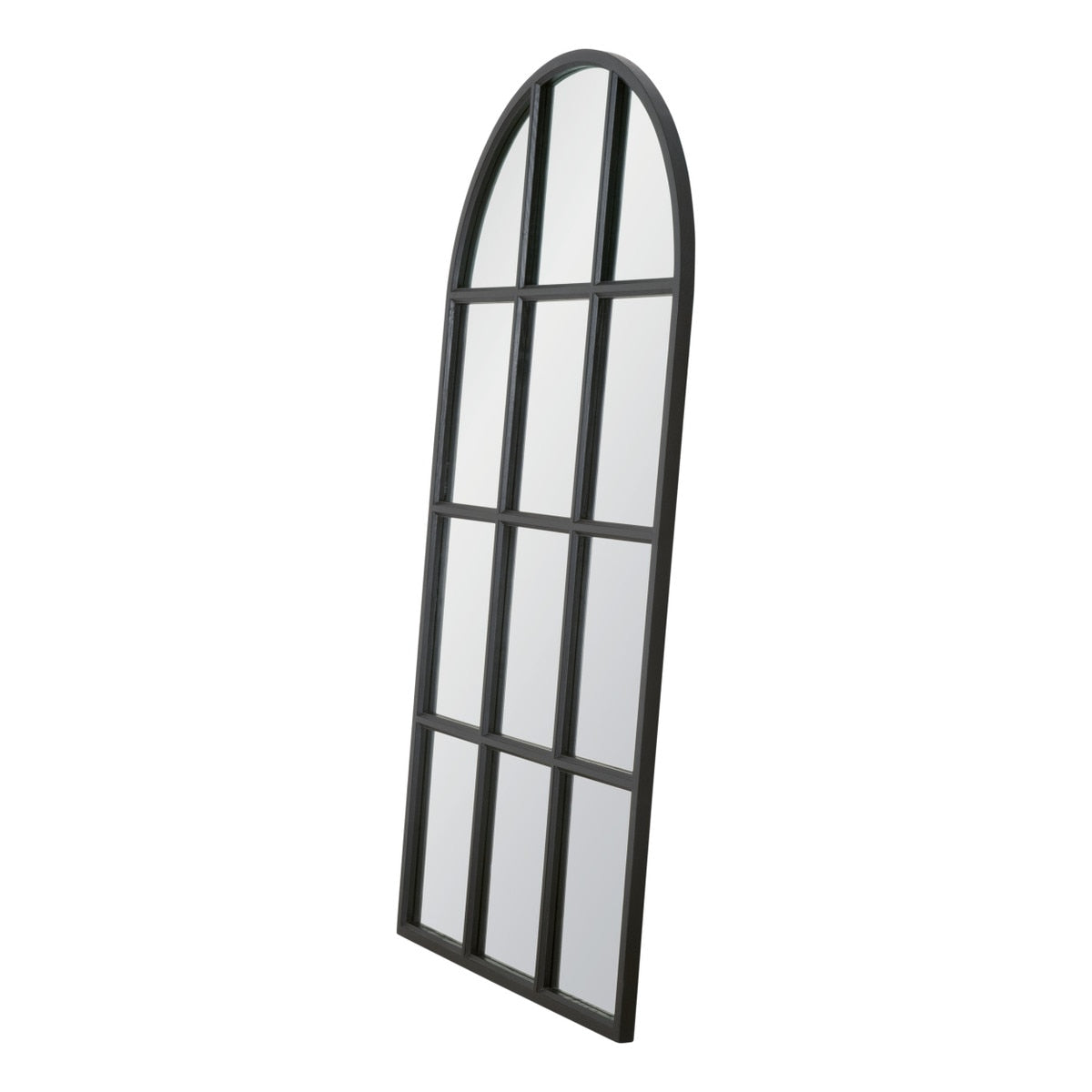Grid Arched Mirror | Matte Black Oak