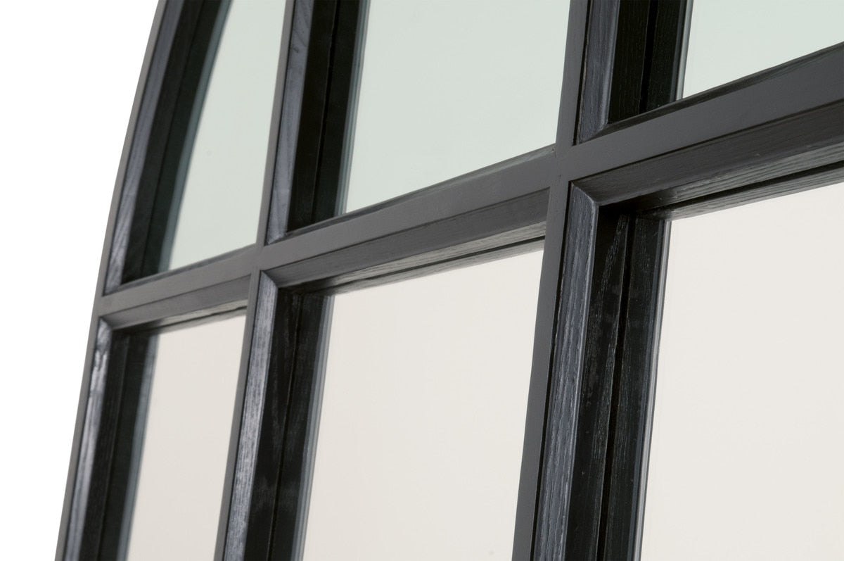 Grid Arched Mirror | Matte Black Oak