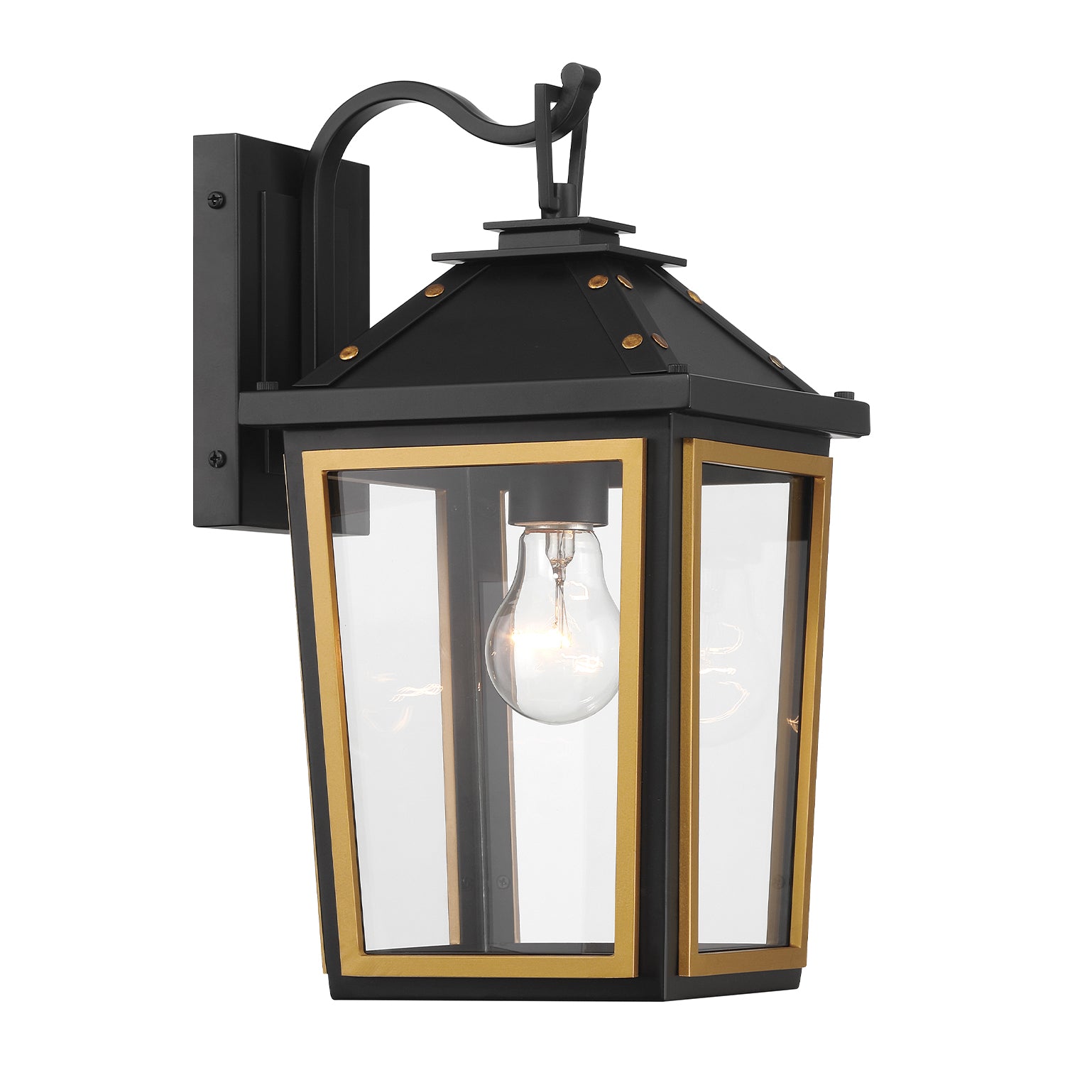 Hawkins 7.25'' Matte Black + Textured Gold Outdoor Sconce