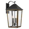 Hawkins 15'' Matte Black + Textured Gold Outdoor Sconce