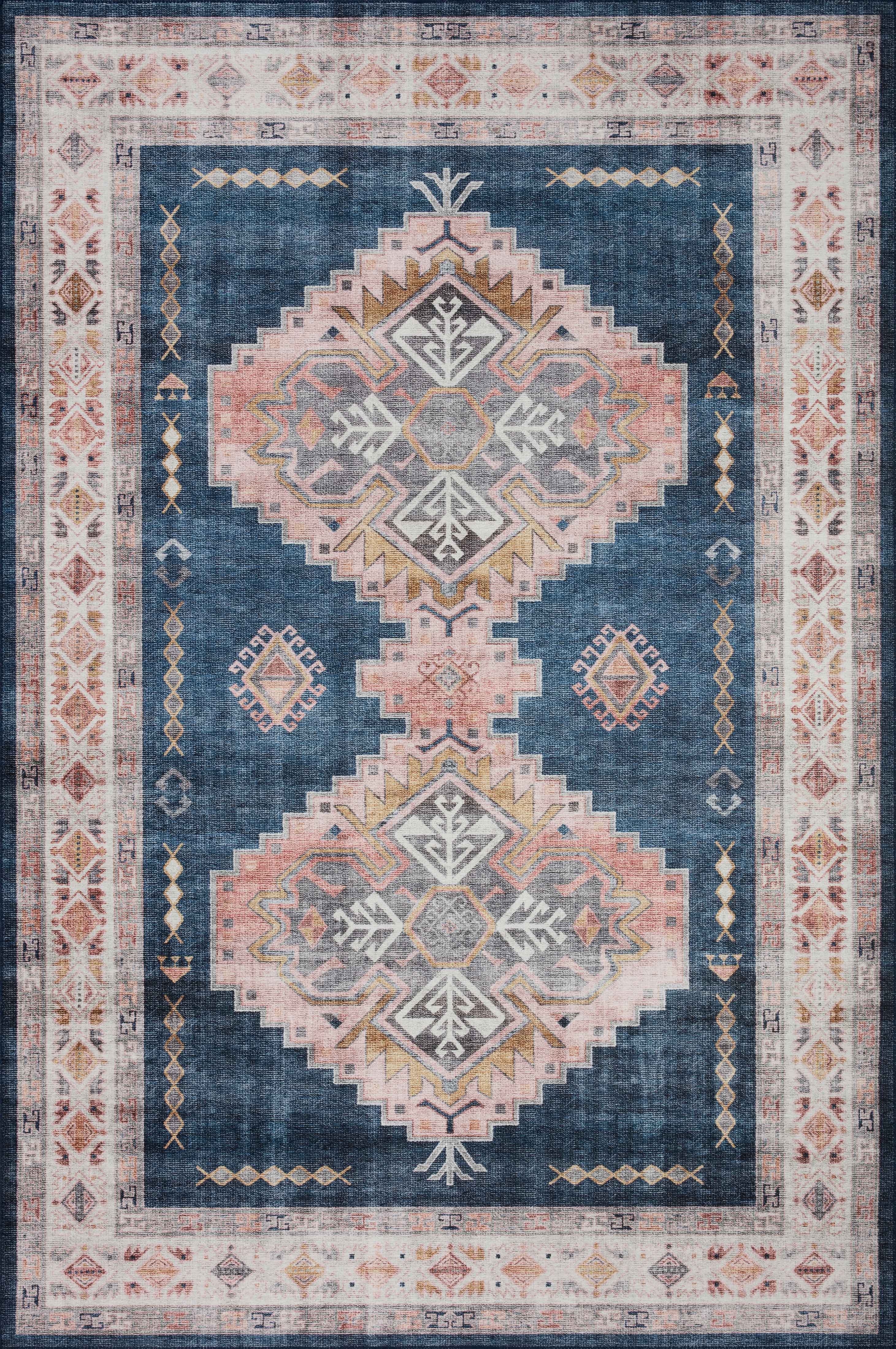 Loloi II | Heidi Collection | Denim / Blush | HEI-03