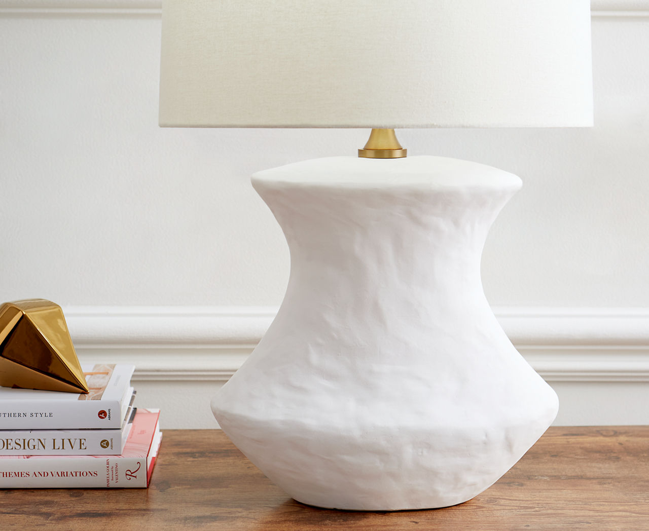 Bone Table Lamp Matte White Ceramic Bulbs Included