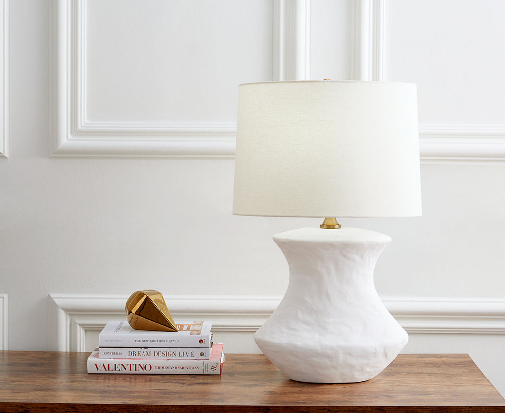 Bone Table Lamp Matte White Ceramic Bulbs Included