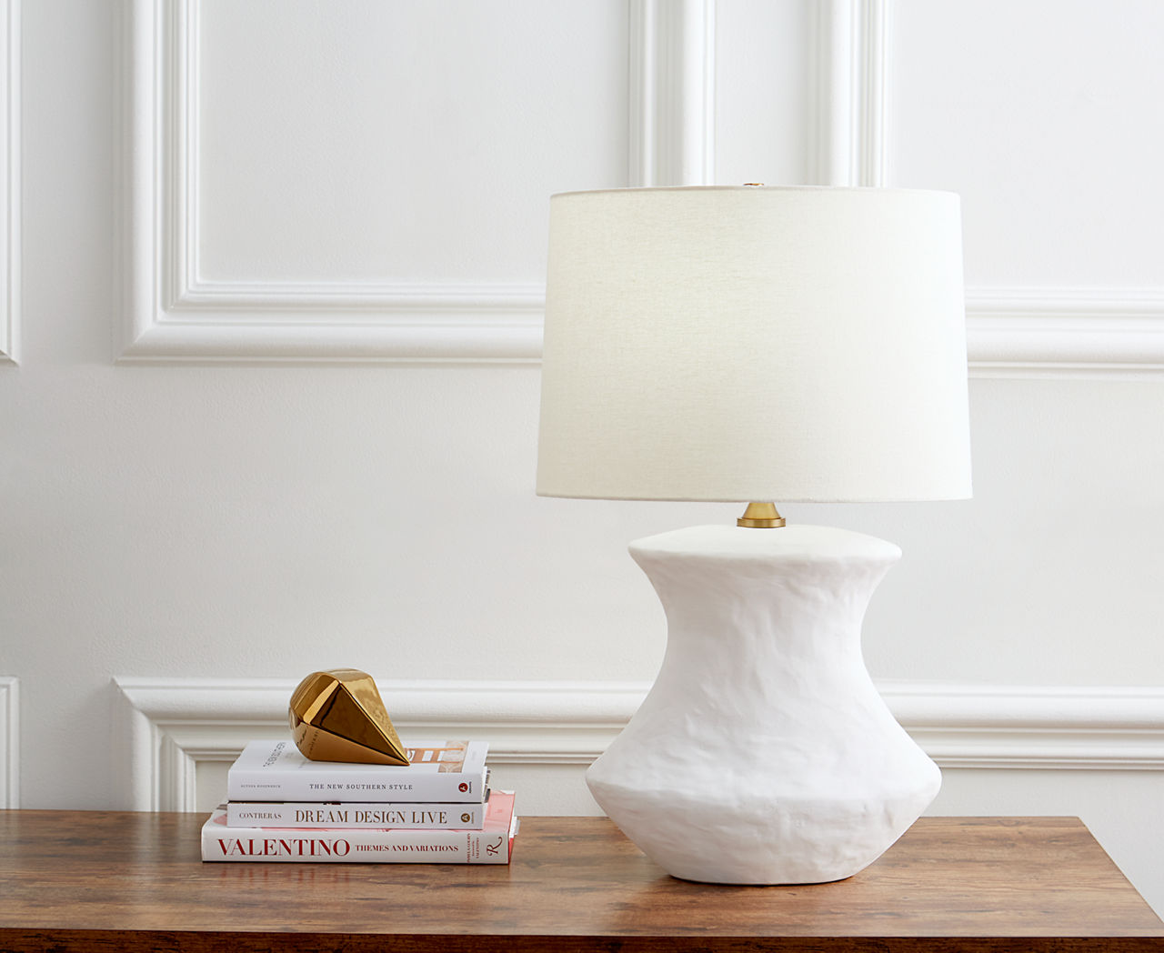 Bone Table Lamp Matte White Ceramic Bulbs Included