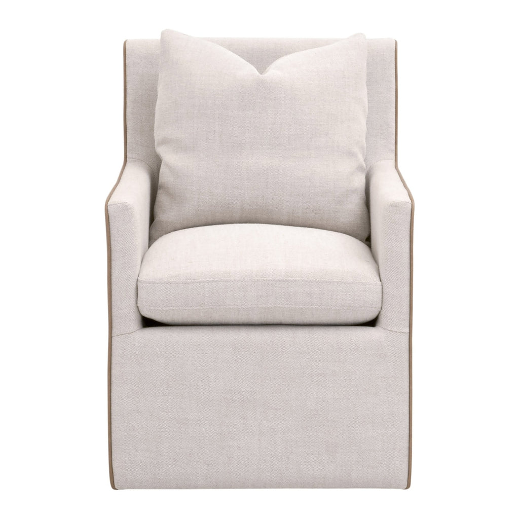 Harmony Arm Chair With Casters | Performance Bisque French Linen