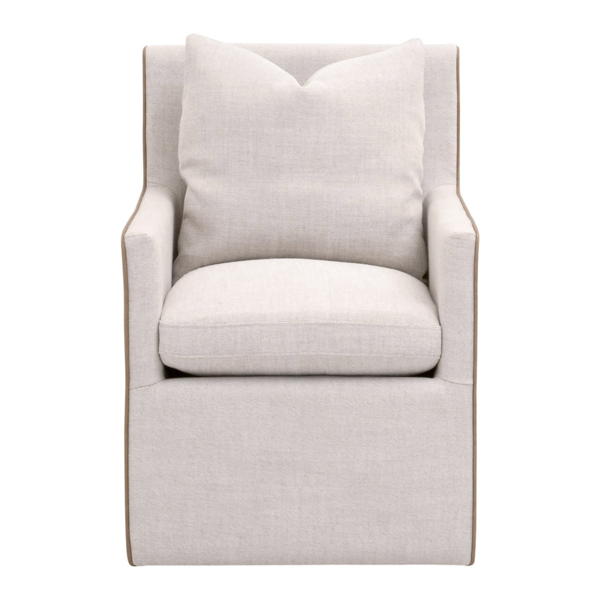Harmony Arm Chair With Casters | Performance Bisque French Linen