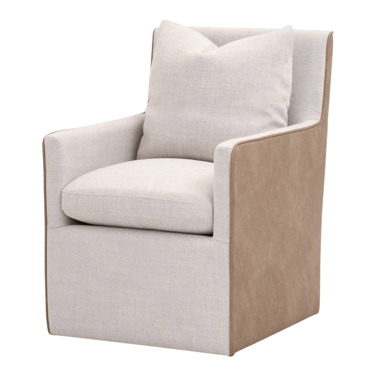 Harmony Arm Chair With Casters | Performance Bisque French Linen