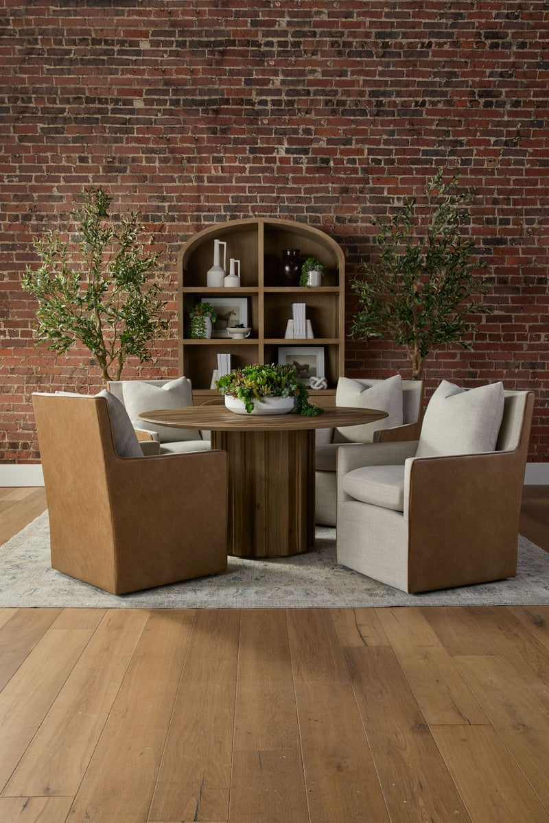 Harmony Arm Chair With Casters | Performance Bisque French Linen