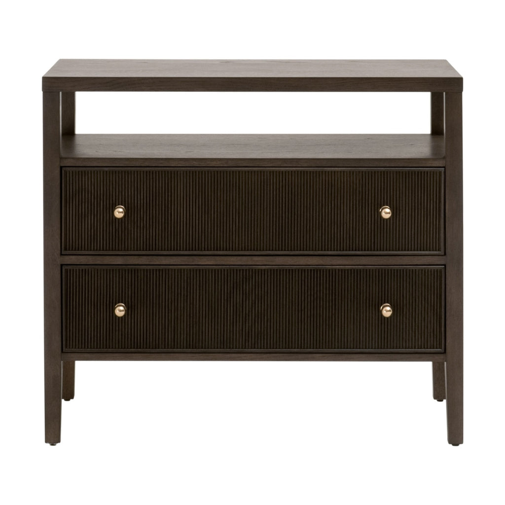 Highland Open Shelf 2-Drawer Nightstand | Dutch Brown Oak