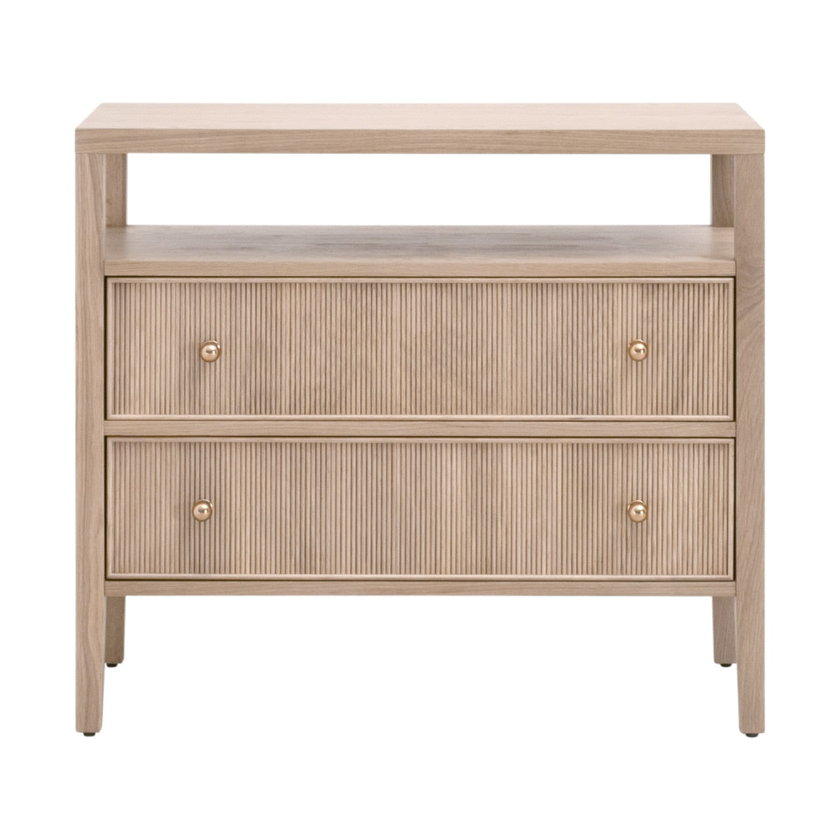 Highland Open Shelf 2-Drawer Nightstand | Natural Oak