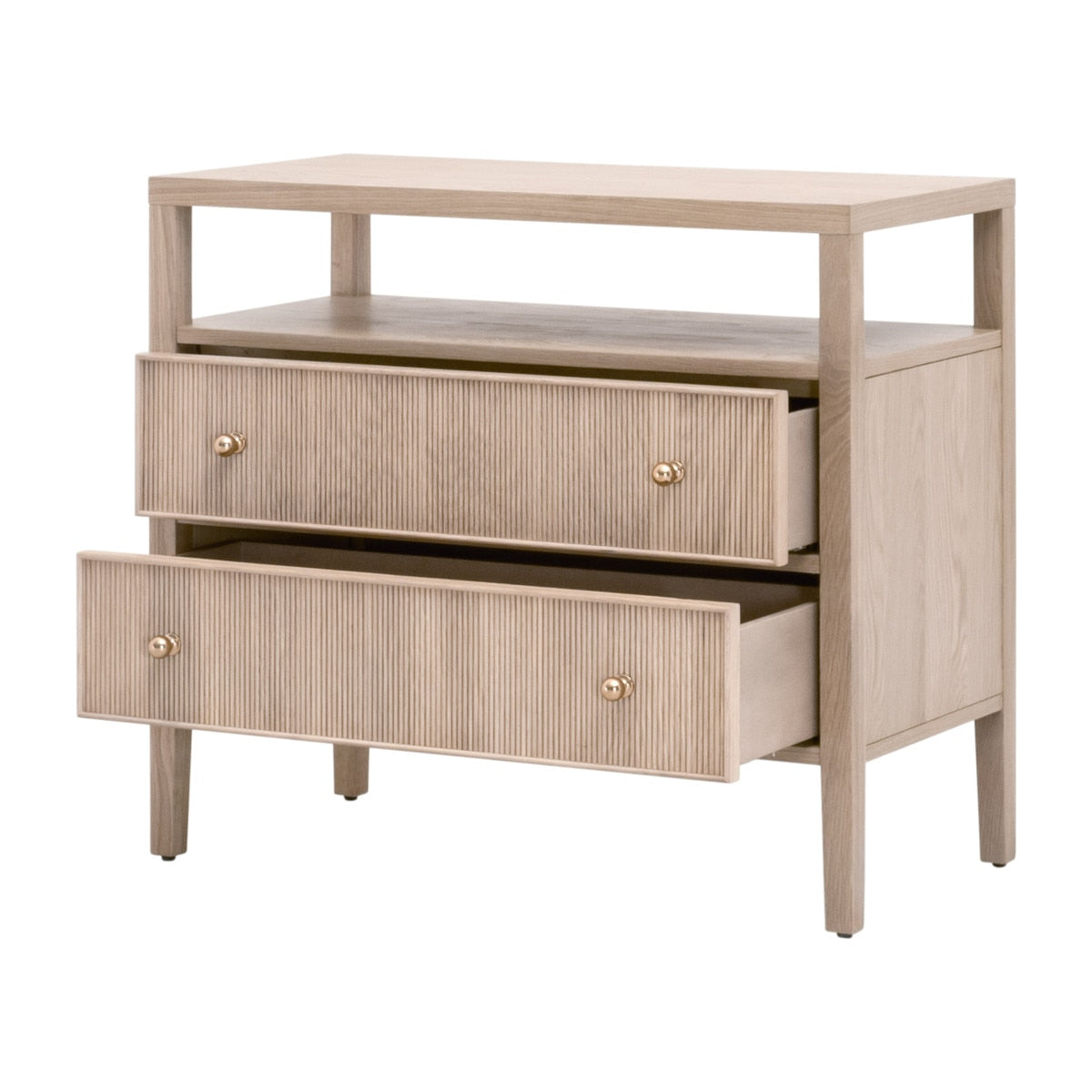 Highland Open Shelf 2-Drawer Nightstand | Natural Oak