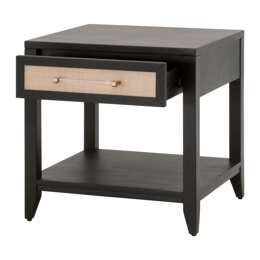 Holland 1-Drawer Side Table | Brushed Black Acacia