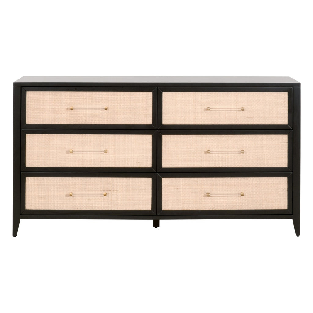 Holland 6-Drawer Double Dresser | Brushed Black Acacia