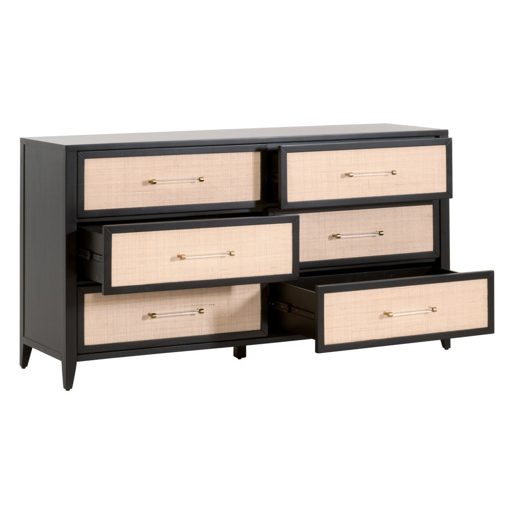 Holland 6-Drawer Double Dresser | Brushed Black Acacia