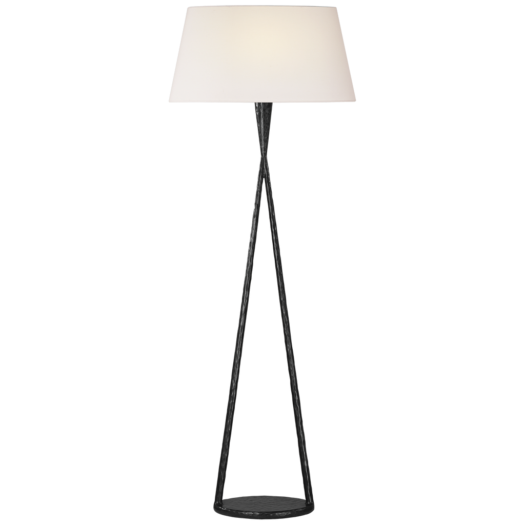Cesta 60" Sculpted Floor Lamp | Aged Iron | Linen Shade