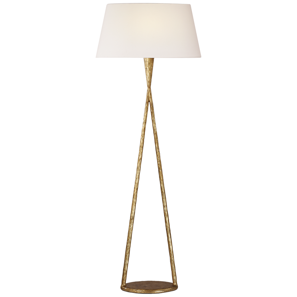 Cesta 60" Sculpted Floor Lamp | Gilded Iron | Linen Shade