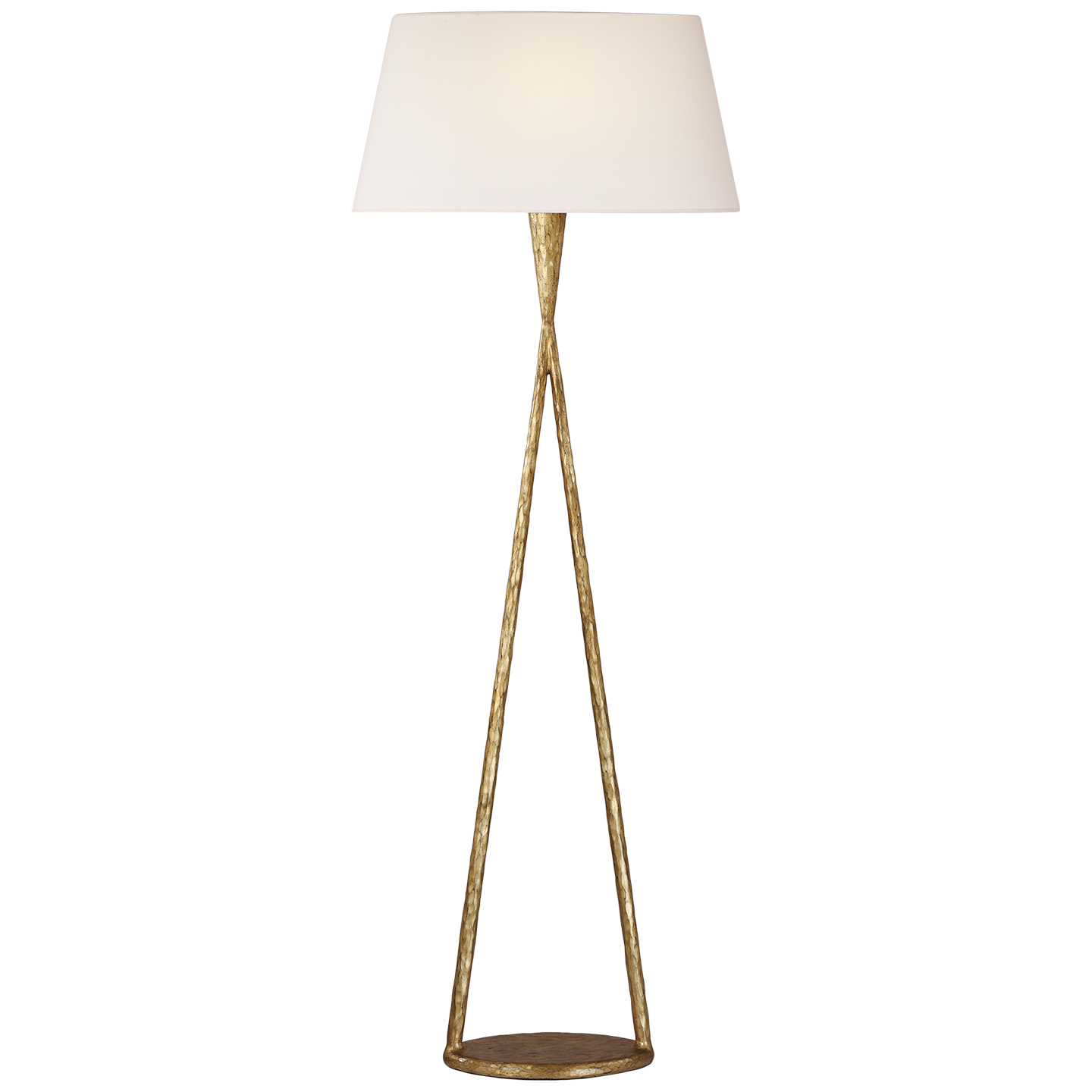 Cesta 60" Sculpted Floor Lamp | Gilded Iron | Linen Shade