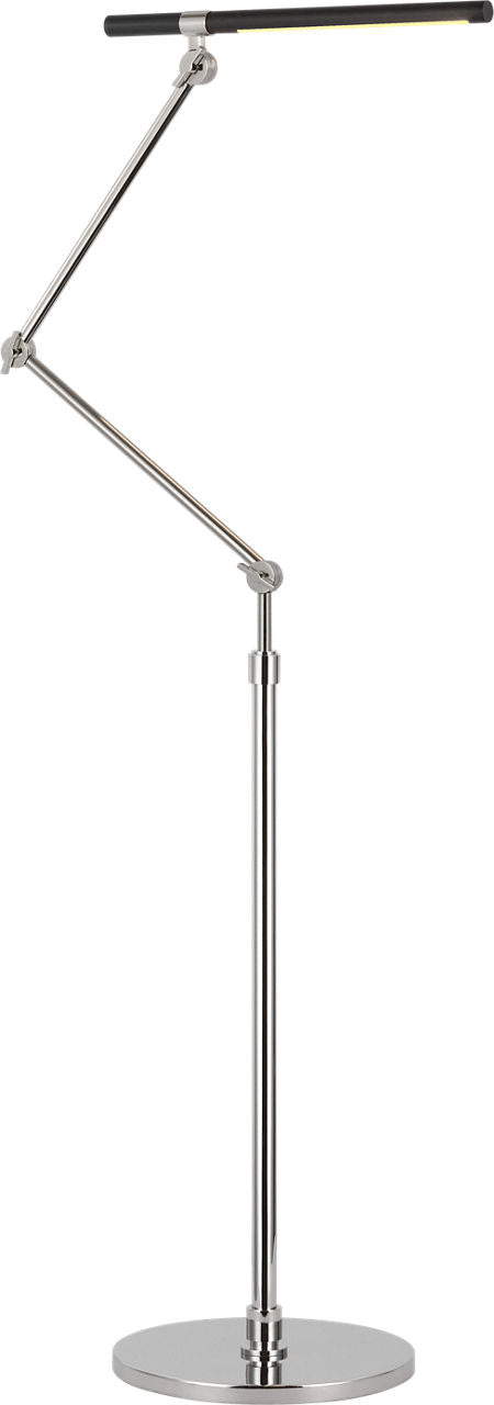 Heron Medium Adjustable Floor Lamp | Polished Nickel and Matte Black