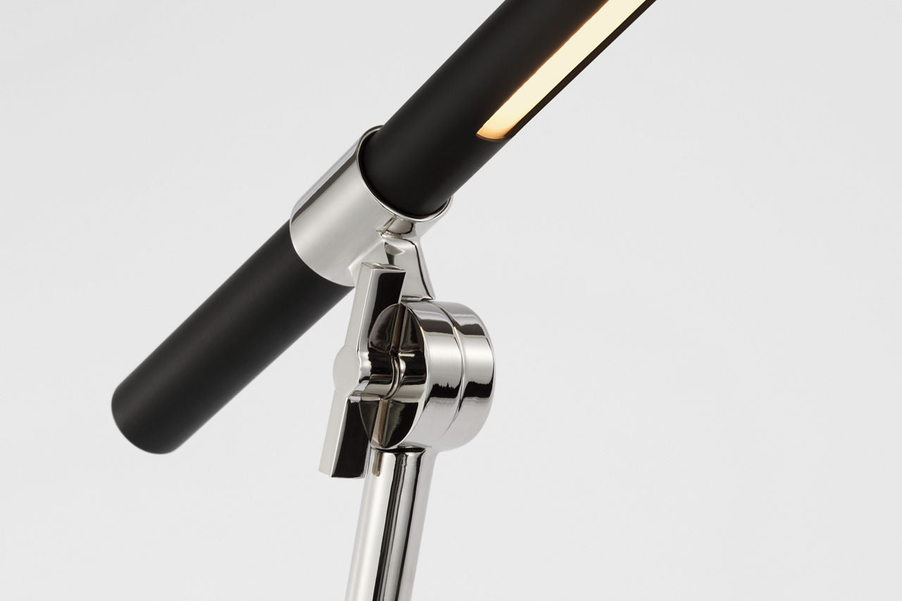 Heron Medium Adjustable Floor Lamp | Polished Nickel and Matte Black