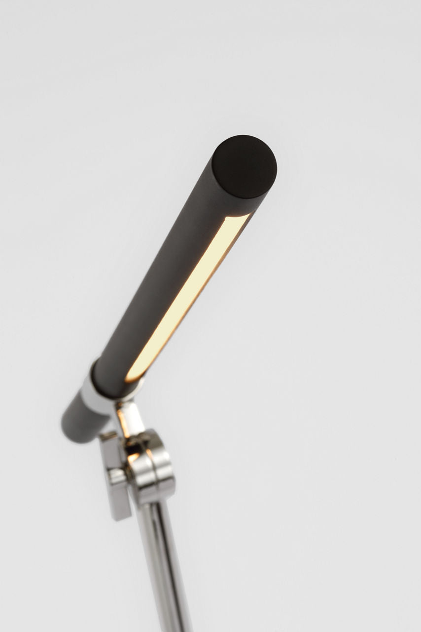 Heron Medium Adjustable Floor Lamp | Polished Nickel and Matte Black