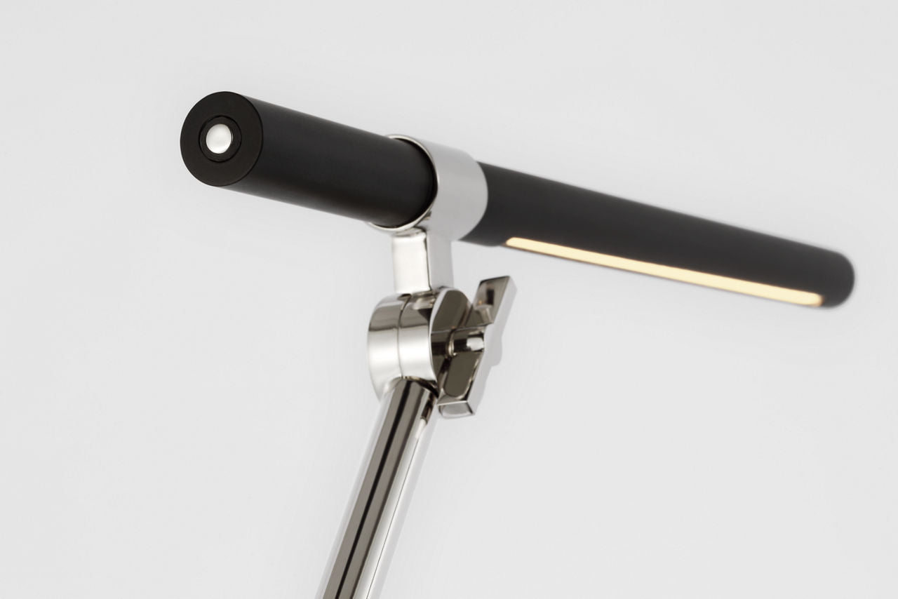 Heron Medium Adjustable Floor Lamp | Polished Nickel and Matte Black