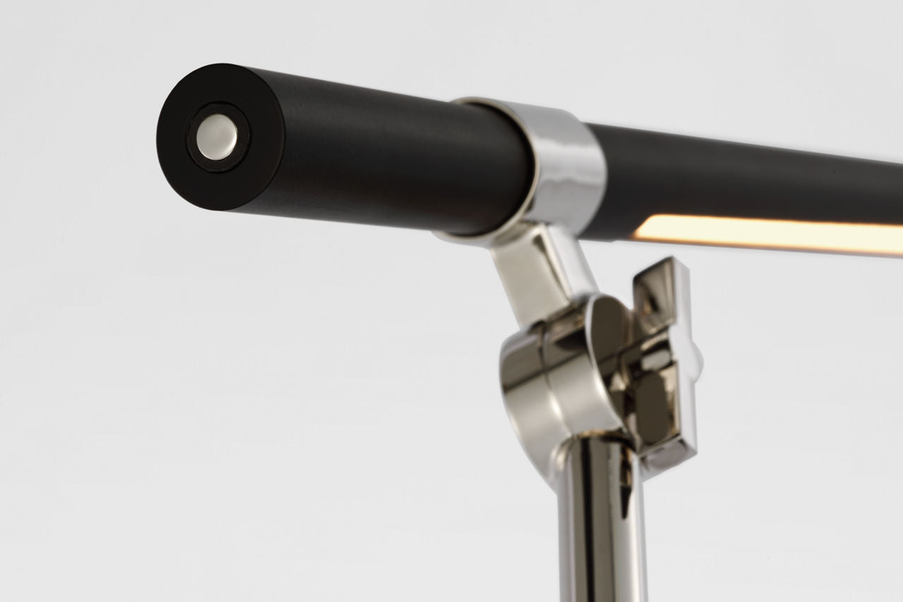 Heron Medium Adjustable Floor Lamp | Polished Nickel and Matte Black