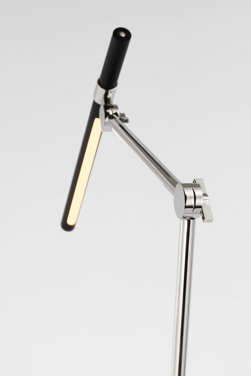 Heron Medium Adjustable Floor Lamp | Polished Nickel and Matte Black