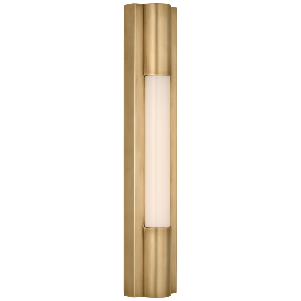 Ellington 16" Slimline Bath Light | Hand-Rubbed Antique Brass | White Glass