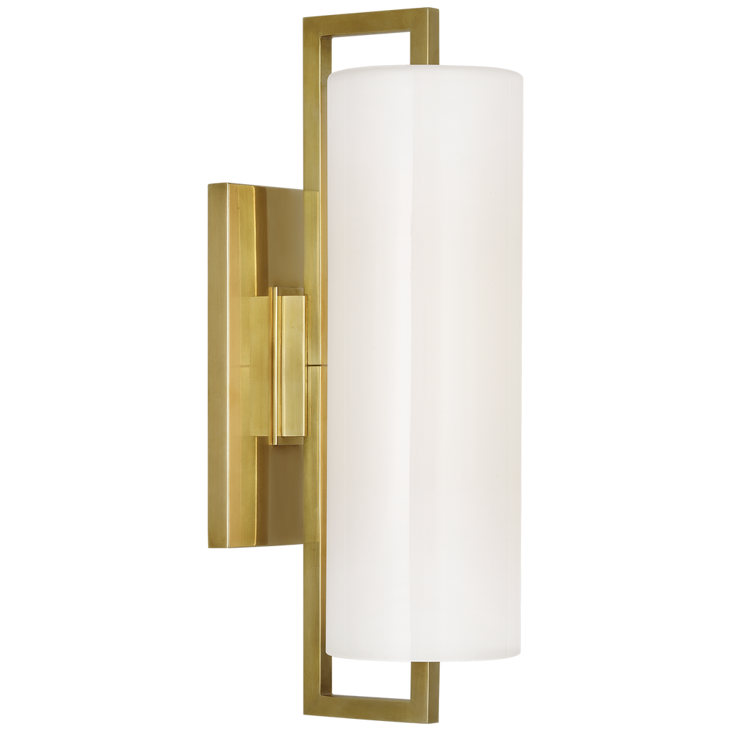Bowen 16" Linear Bath Sconce | Hand-Rubbed Antique Brass | White Glass Shade
