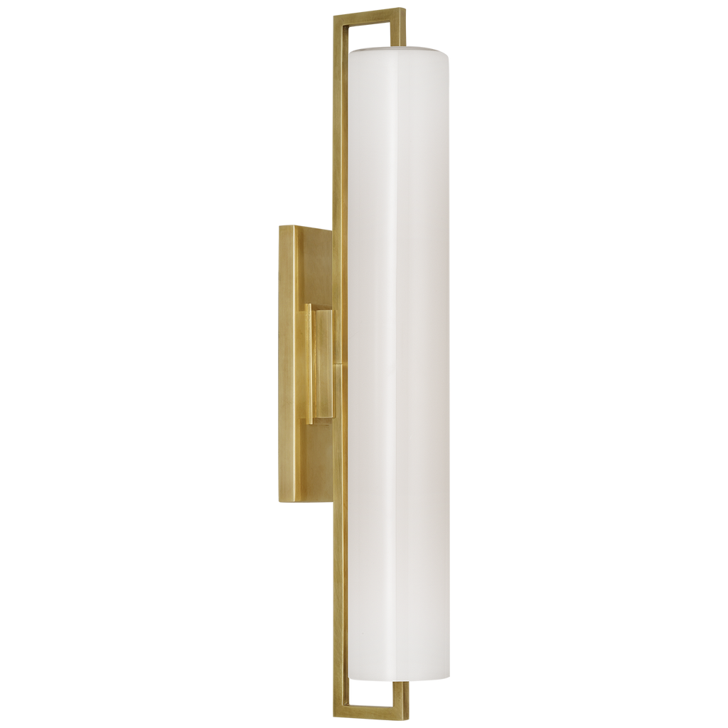 Bowen 21" Linear Bath Sconce | Hand-Rubbed Antique Brass | White Glass Shade