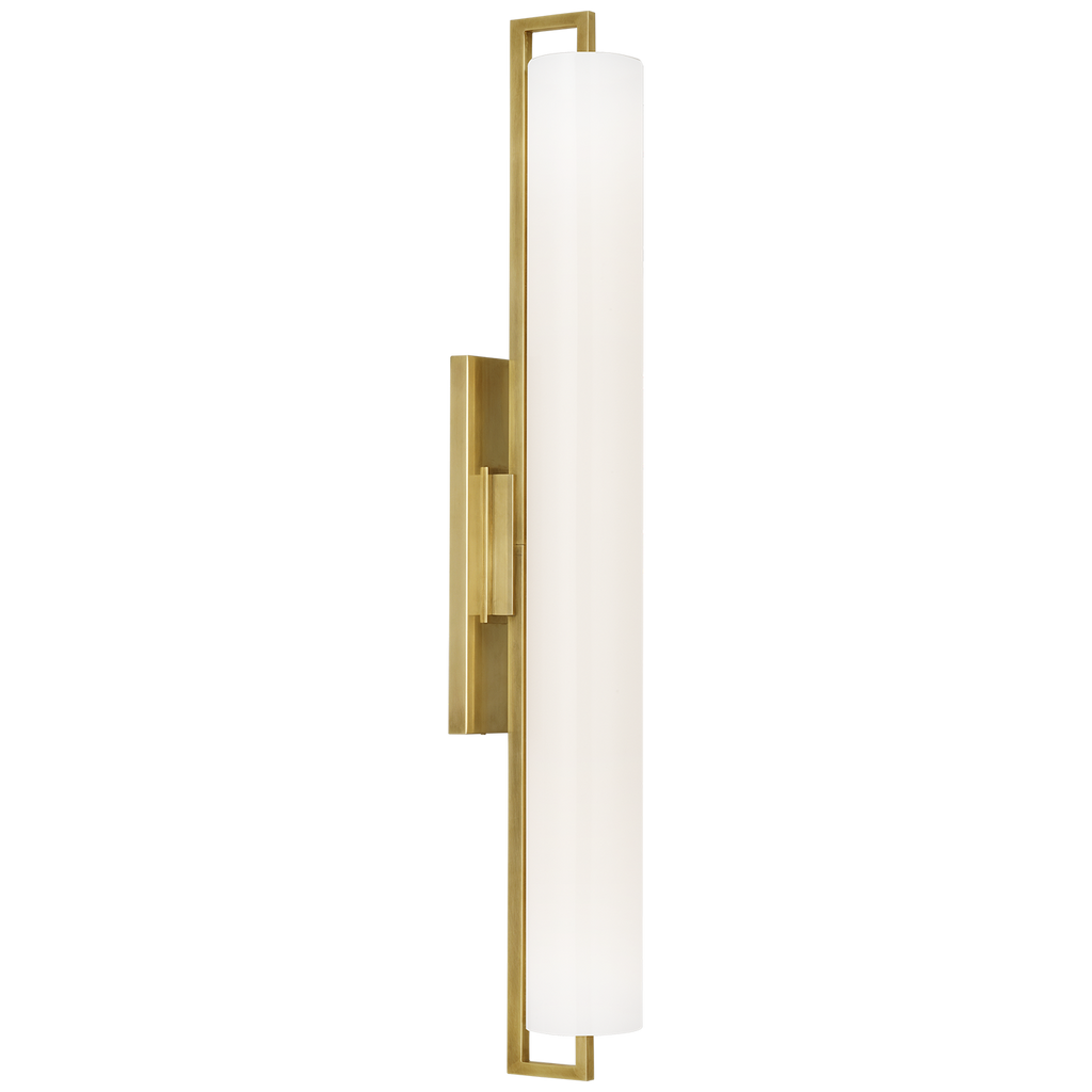 Bowen 28" Linear Bath Sconce | Hand-Rubbed Antique Brass | White Glass Shade