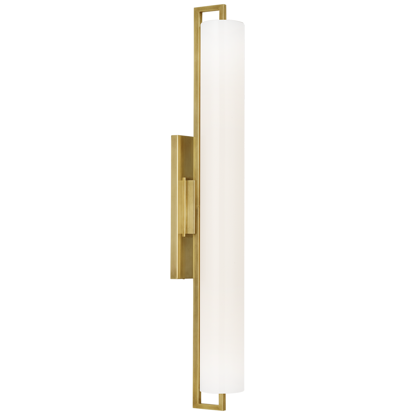 Bowen 28" Linear Bath Sconce | Hand-Rubbed Antique Brass | White Glass Shade