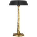 Ilosi 12" Sculpted Rechargeable Table Lamp | Hand-Rubbed Antique Brass | Bronze Shade