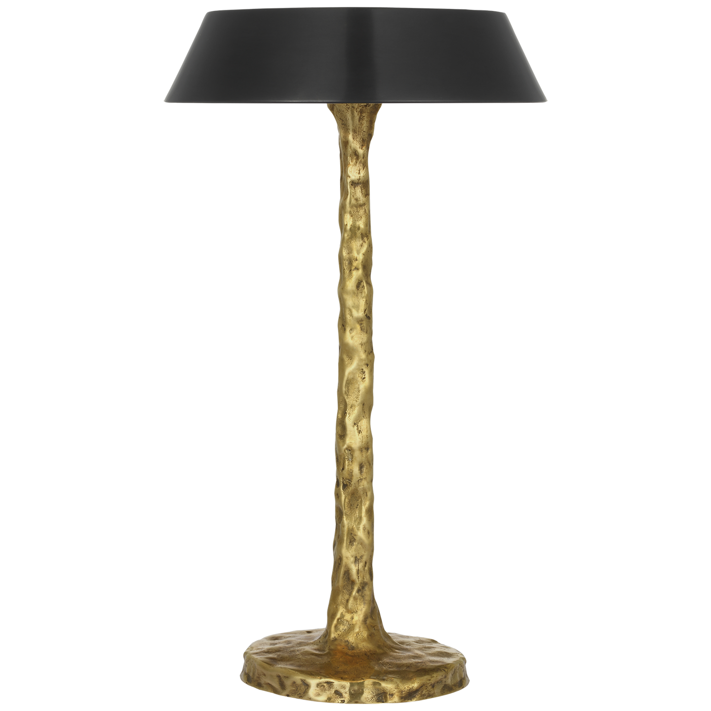 Ilosi 12" Sculpted Rechargeable Table Lamp | Hand-Rubbed Antique Brass | Bronze Shade