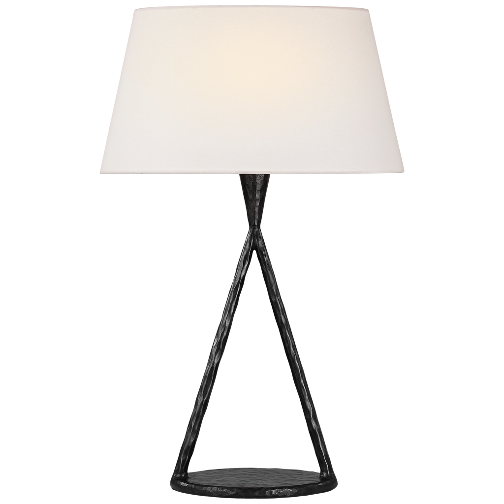 Cesta 28" Sculpted Table Lamp | Aged Iron | Linen Shade