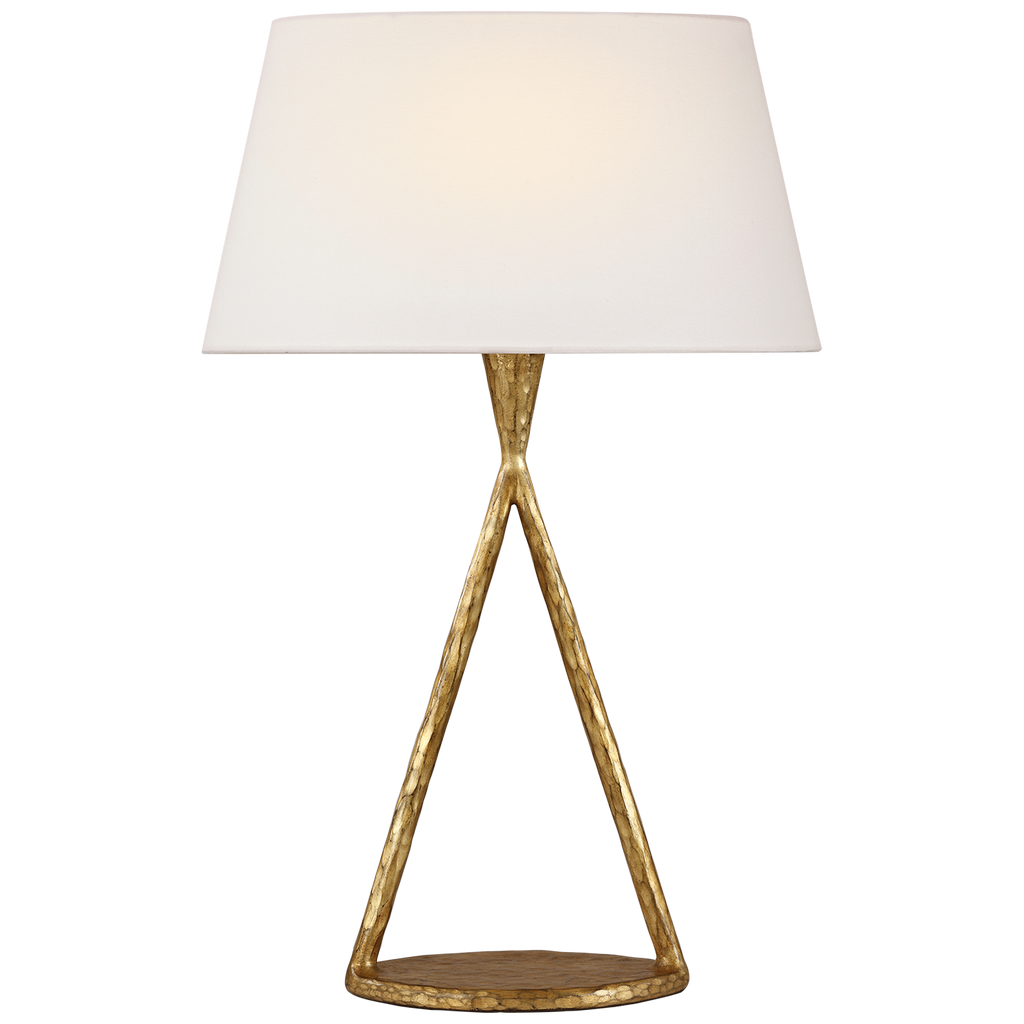 Cesta 28" Sculpted Table Lamp | Gilded Iron | Linen Shade
