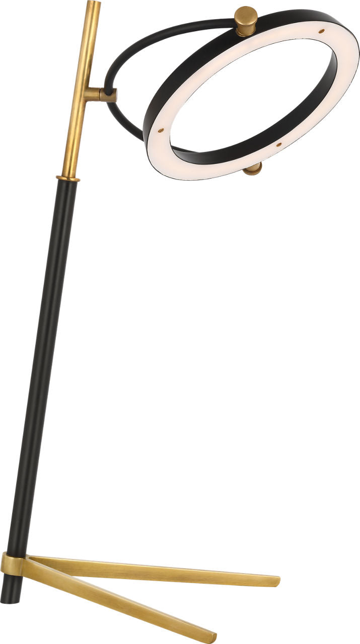 Mistral Medium Ring Lamp | Hand-Rubbed Antique Brass and Matte Black