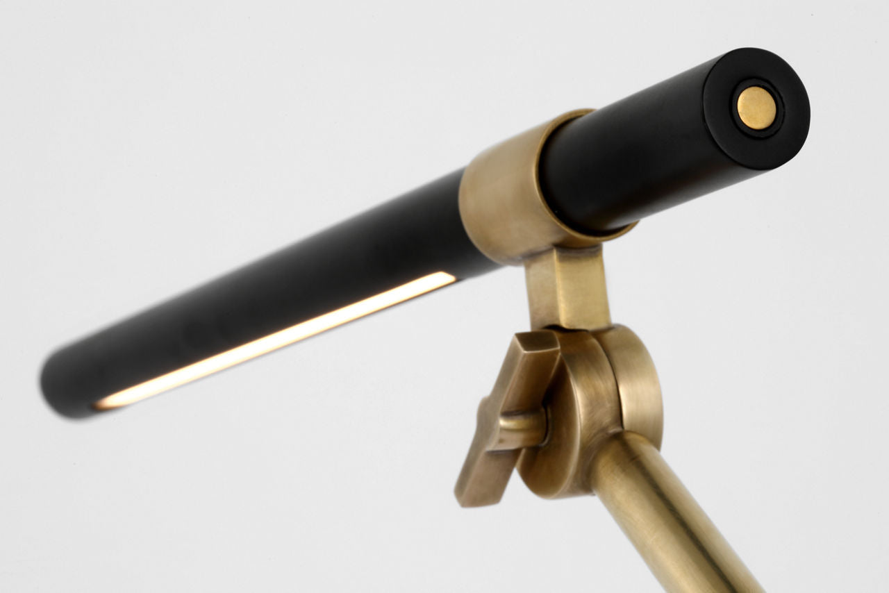 Heron Large Desk Lamp | Hand-Rubbed Antique Brass and Matte Black