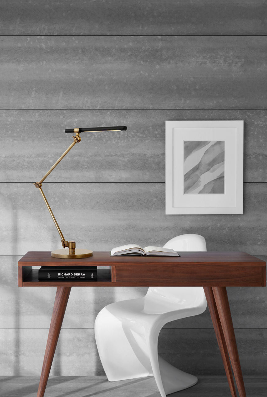 Heron Large Desk Lamp | Hand-Rubbed Antique Brass and Matte Black